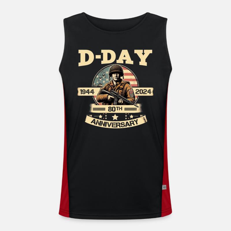 D-DAY 80 th ANNIVERSARY - Men's Functional Contrast Tank Top - black/red