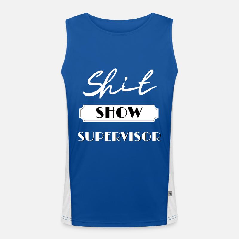 Funny Shit Show Supervisor Sarcastic Distressed Men's Functional Contrast Tank Top 