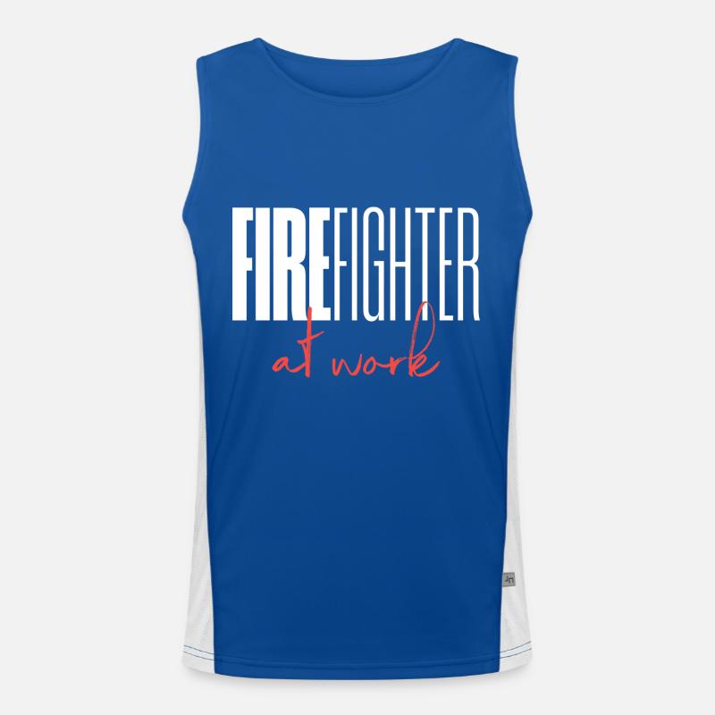Firefighter at work Funktionelles Kontrast-Tank Top für Männer 