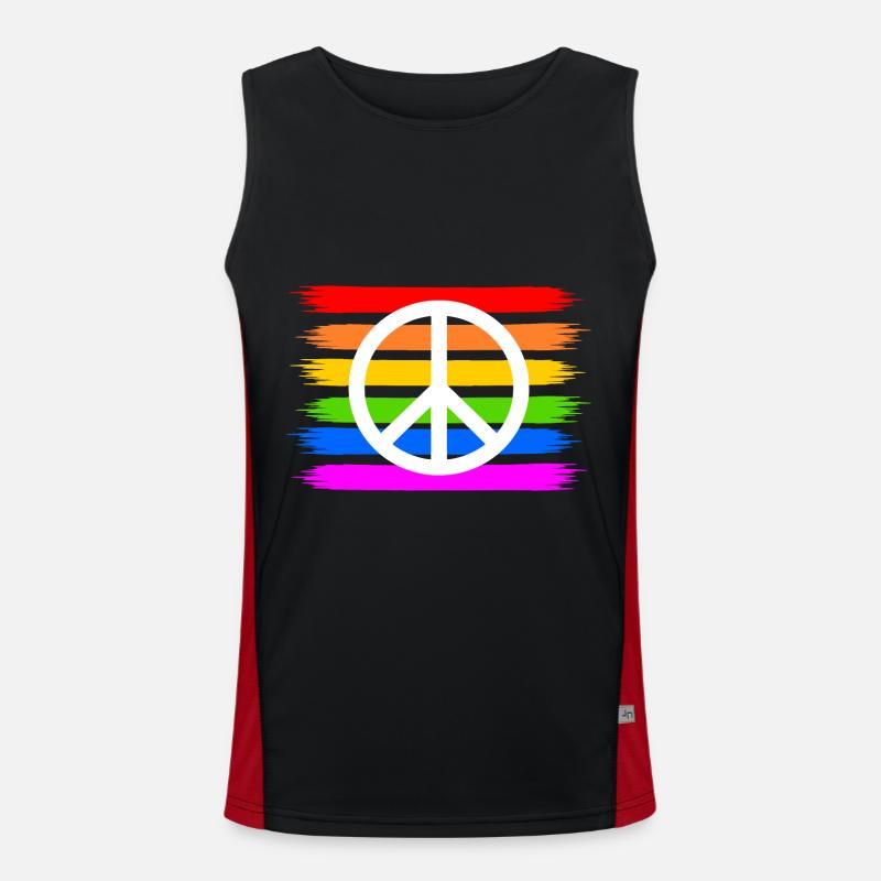 Peace Peacezeichen auf Regenbogenfahne regenbogen Funktionelles Kontrast-Tank Top für Männer 
