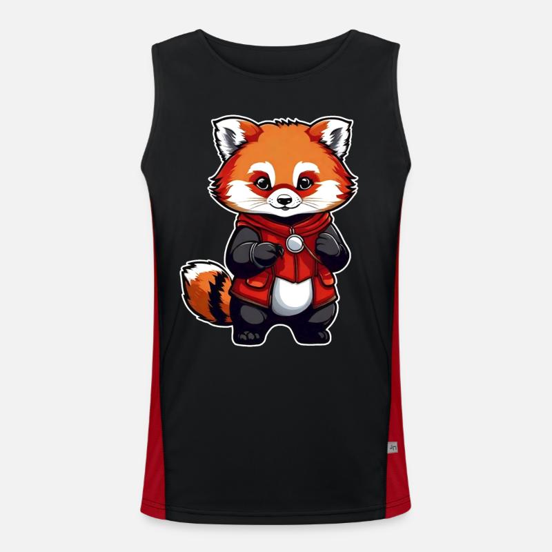 Kleiner roter Comic Panda Funktionelles Kontrast-Tank Top für Männer 