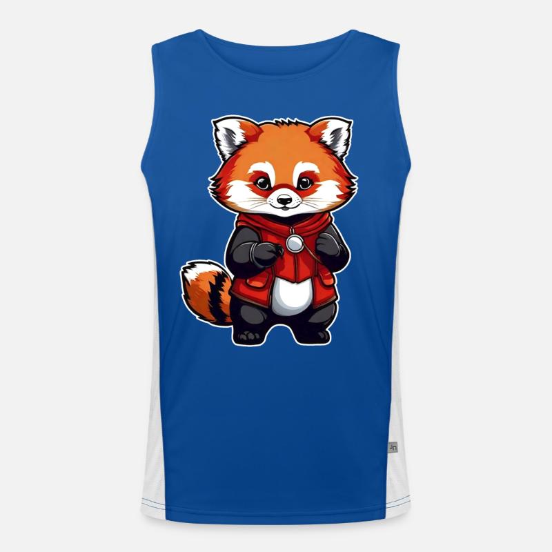 Kleiner roter Comic Panda Funktionelles Kontrast-Tank Top für Männer 
