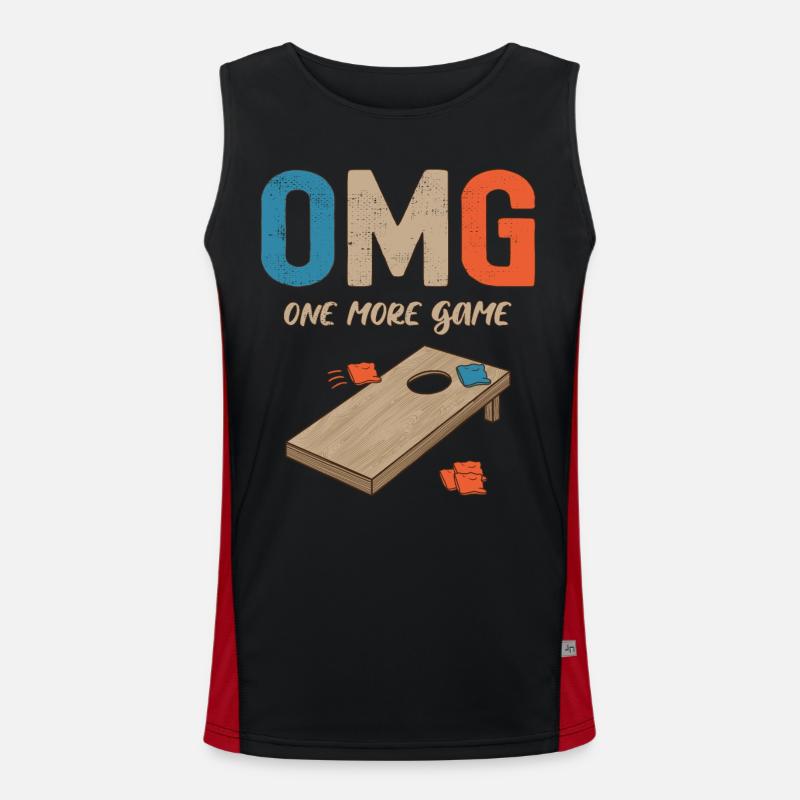 OMG One More Game Toss Like a Boss Cornhole Player Funktionelles Kontrast-Tank Top für Männer 