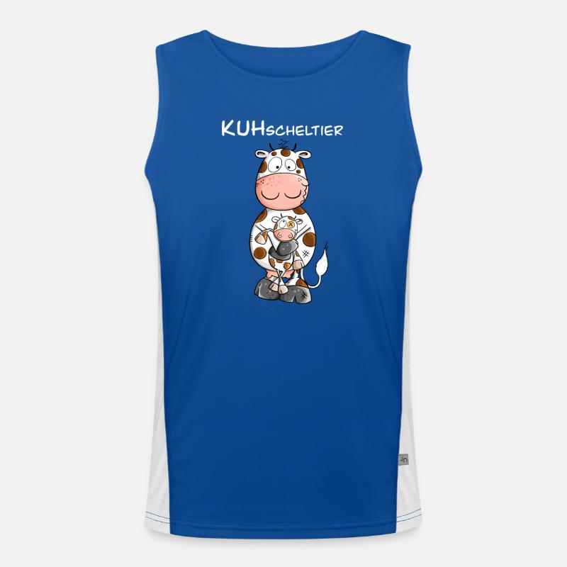 Kuh mit Kuscheltier I KUHscheltier Wortspiel Funktionelles Kontrast-Tank Top für Männer 