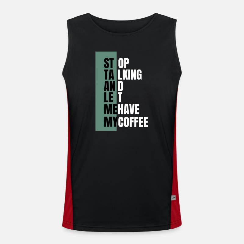 Stop Talking – Need Coffee First - Men's Functional Contrast Tank Top - black/red