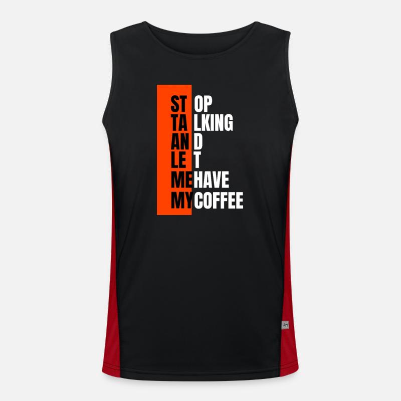 Stop talking – need coffee first - Men's Functional Contrast Tank Top - black/red
