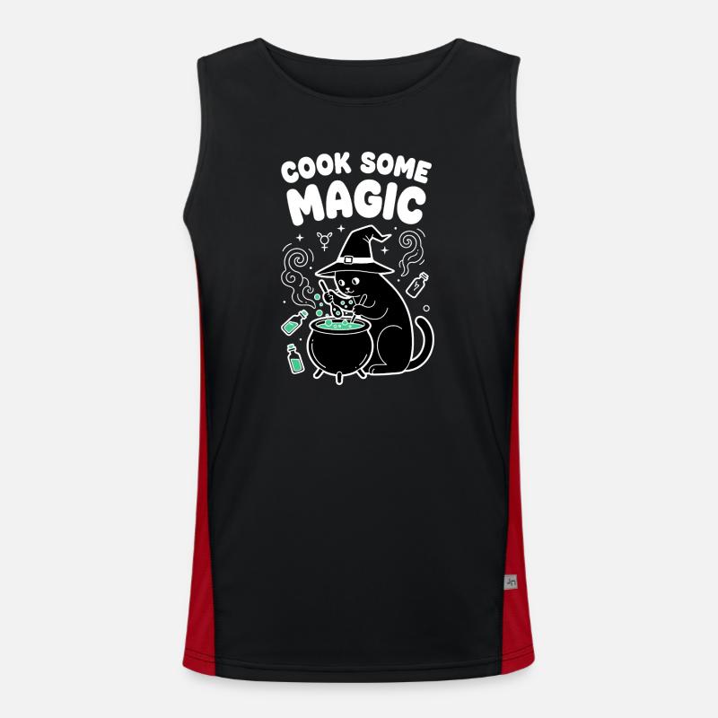 Cat magic in the cauldron - Men's Functional Contrast Tank Top  - black/red