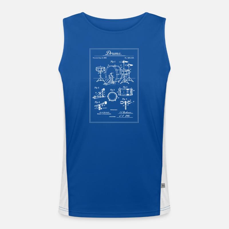 Vintage Drum Set Blueprint Men's Functional Contrast Tank Top 