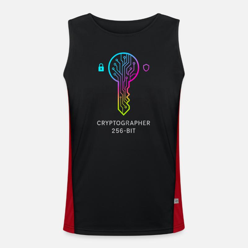 Expert in Cryptography and 256-bit Security - Men's Functional Contrast Tank Top  - black/red