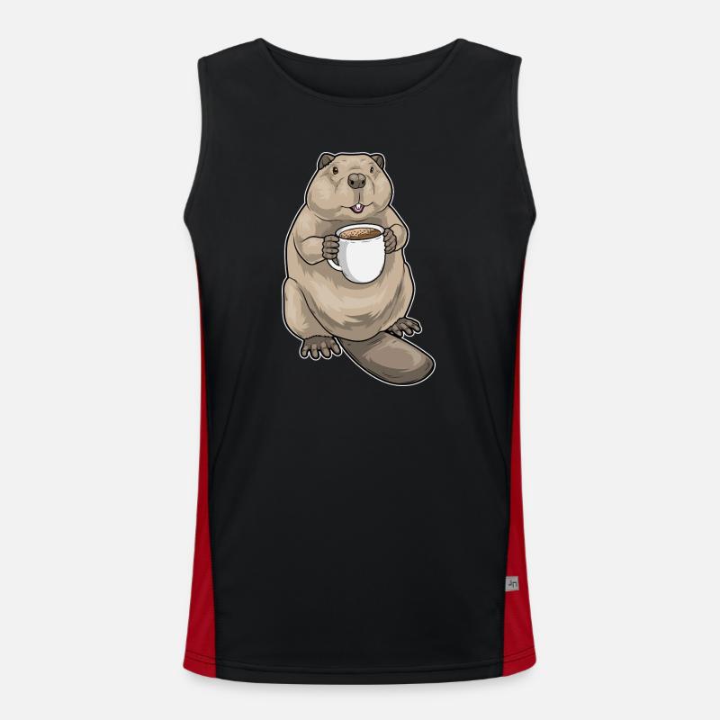Beaver Coffee Mug - Men's Functional Contrast Tank Top  - black/red