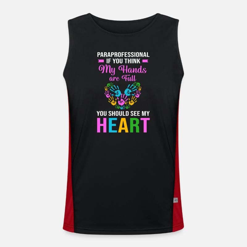 Paraeducator Teacher Assistant Paraprofessional - Men's Functional Contrast Tank Top - black/red