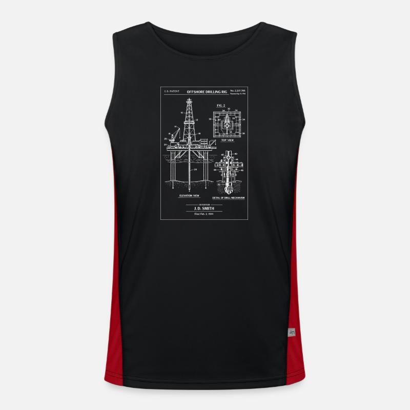 Offshore Drilling Rig Blueprint - Men's Functional Contrast Tank Top  - black/red