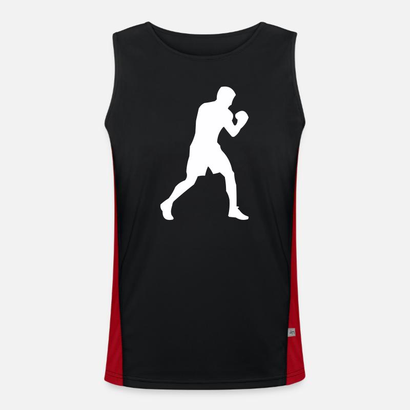 Boxer silhouette in motion - Men's Functional Contrast Tank Top  - black/red
