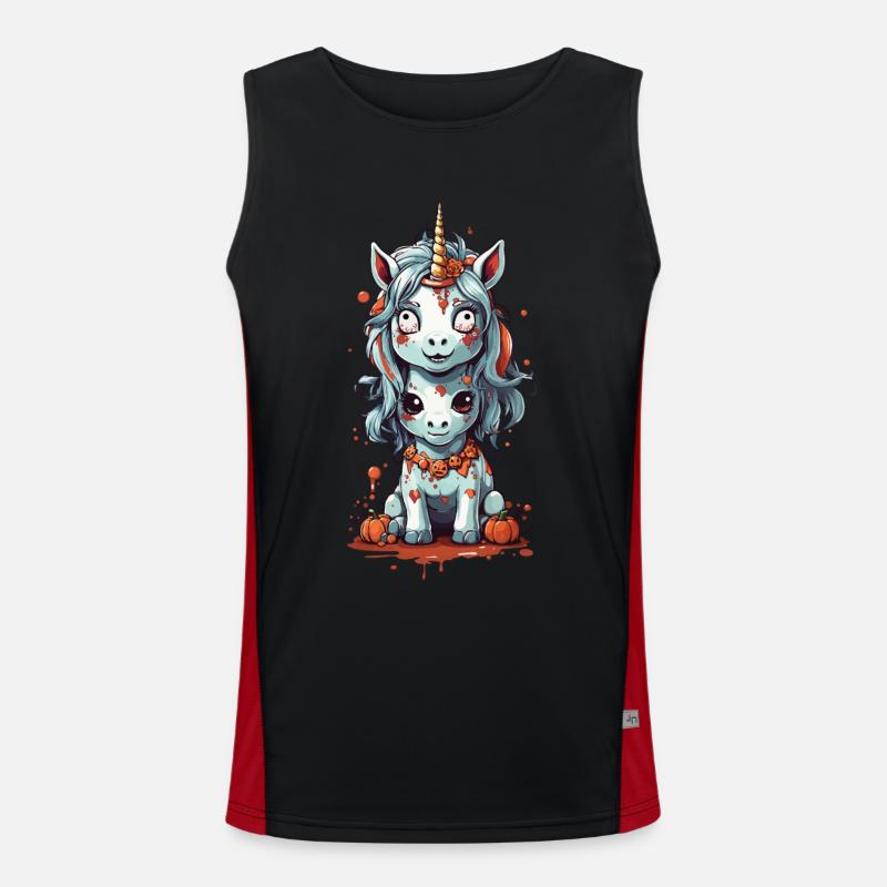 Unheimliches Psycho Halloween Einhorn Design Funktionelles Kontrast-Tank Top für Männer 