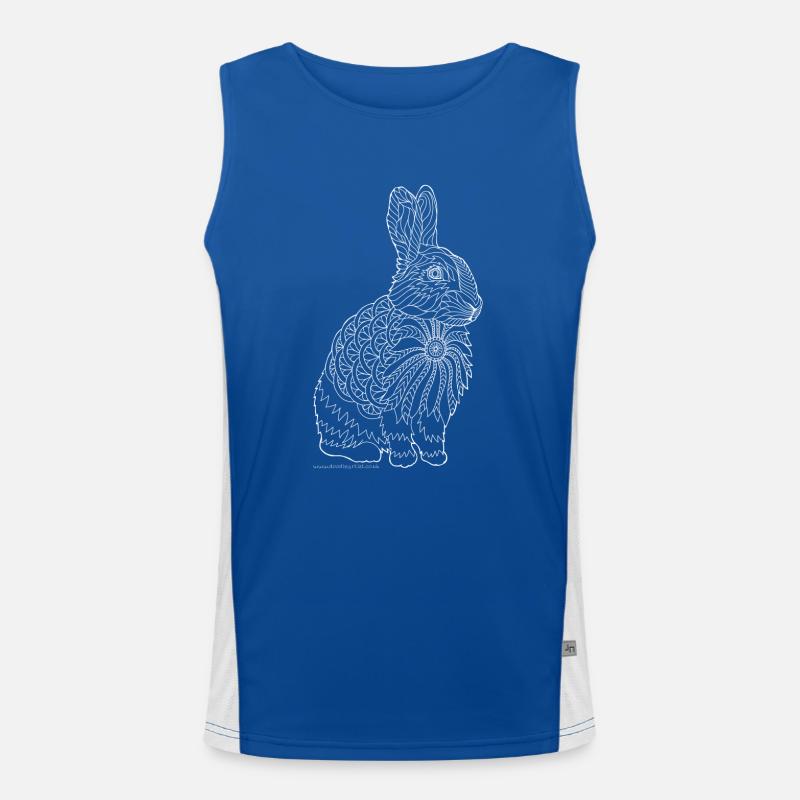 Rabbit design white Men's Functional Contrast Tank Top 