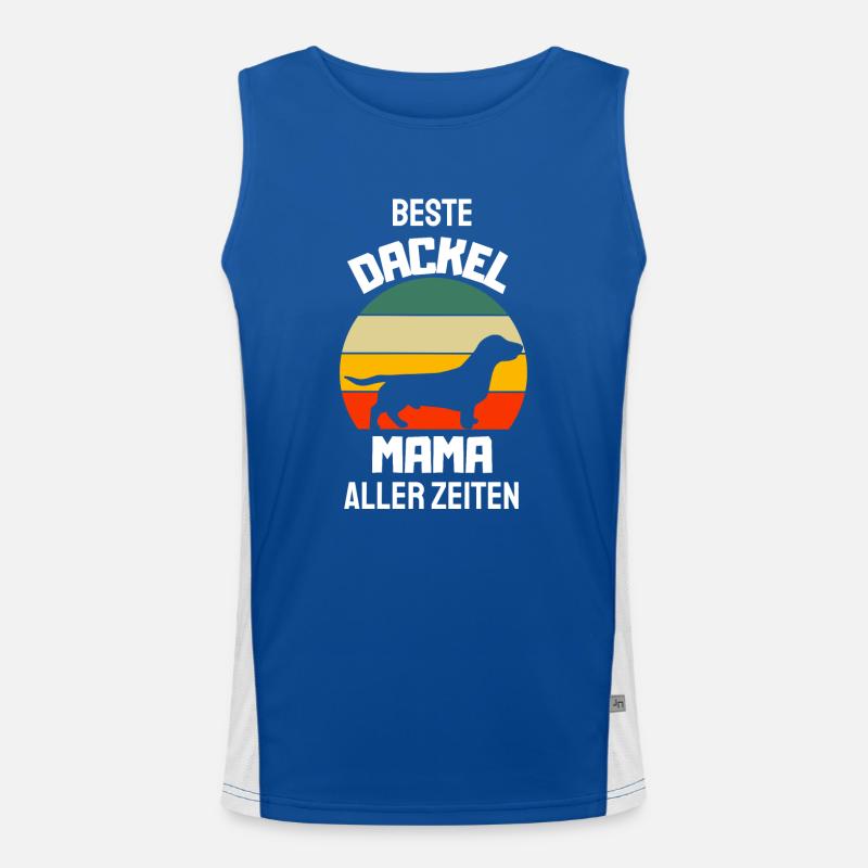 Retro Dackel Mama Funktionelles Kontrast-Tank Top für Männer 