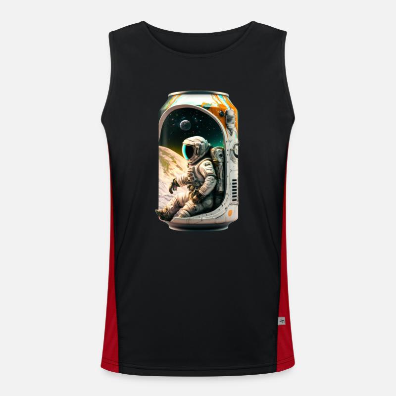 Coole Bierdose mit Astronaut Funktionelles Kontrast-Tank Top für Männer 