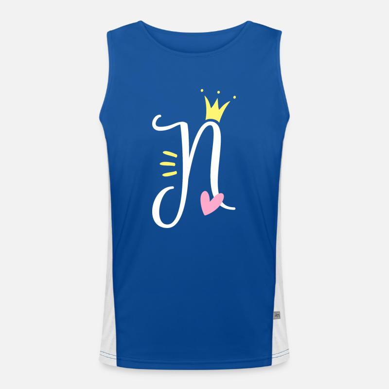 Buchstabe N Anfangsbuchstabe Krone Funktionelles Kontrast-Tank Top für Männer 