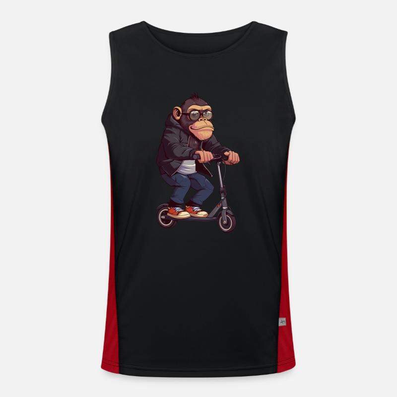 Monkey Scooter - Men's Functional Contrast Tank Top - black/red