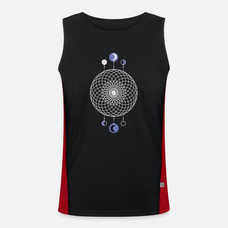 Geometric Pattern Moon Phases - Men's Functional Contrast Tank Top  - black/red