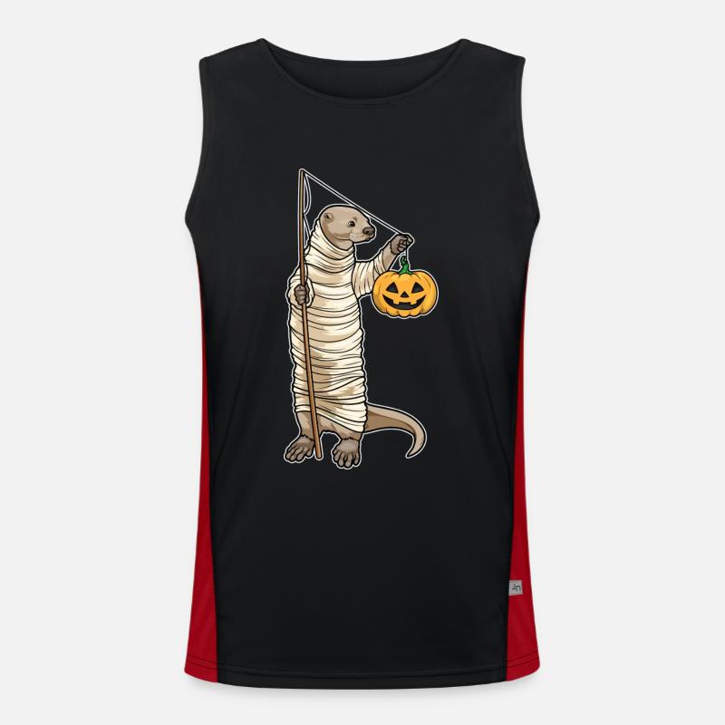 Otter Halloween Fishing - Men's Functional Contrast Tank Top - black/red