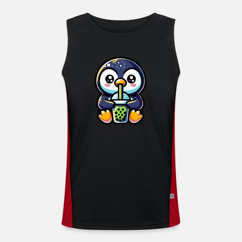 Bubble Tea Penguin Boba Tea Kawaii Geschenk Funktionelles Kontrast-Tank Top für Männer 