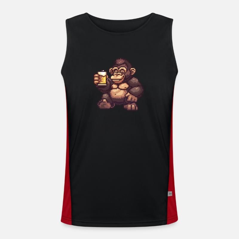 Gorilla Bier Pixel Funktionelles Kontrast-Tank Top für Männer 