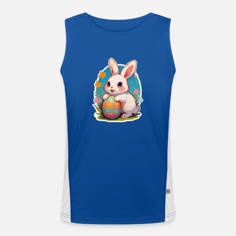 Osterhase kindlich mit Ei Funktionelles Kontrast-Tank Top für Männer 