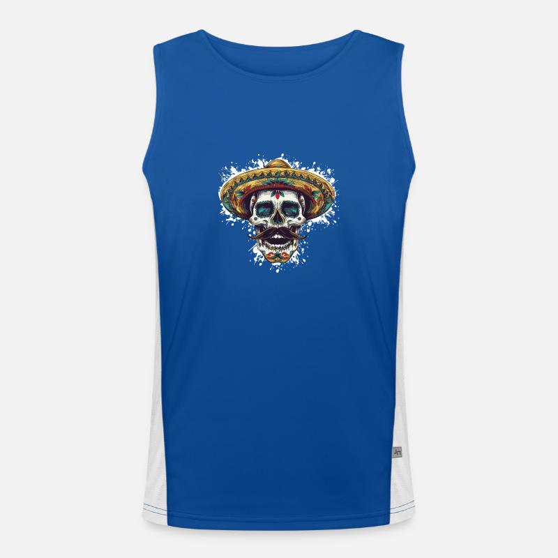 Sombrero Mexican Skull Men's Functional Contrast Tank Top 