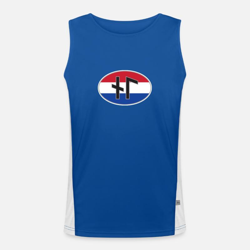 NL (Nederland) runic country code sticker Men's Functional Contrast Tank Top 