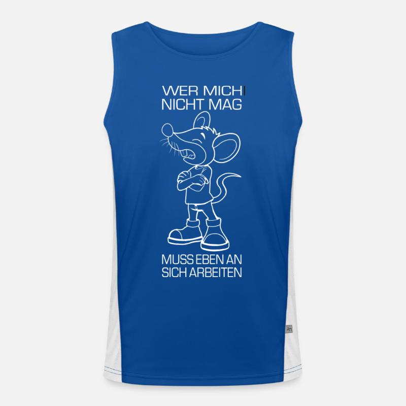 Mouse with work ethic funny saying Men's Functional Contrast Tank Top 