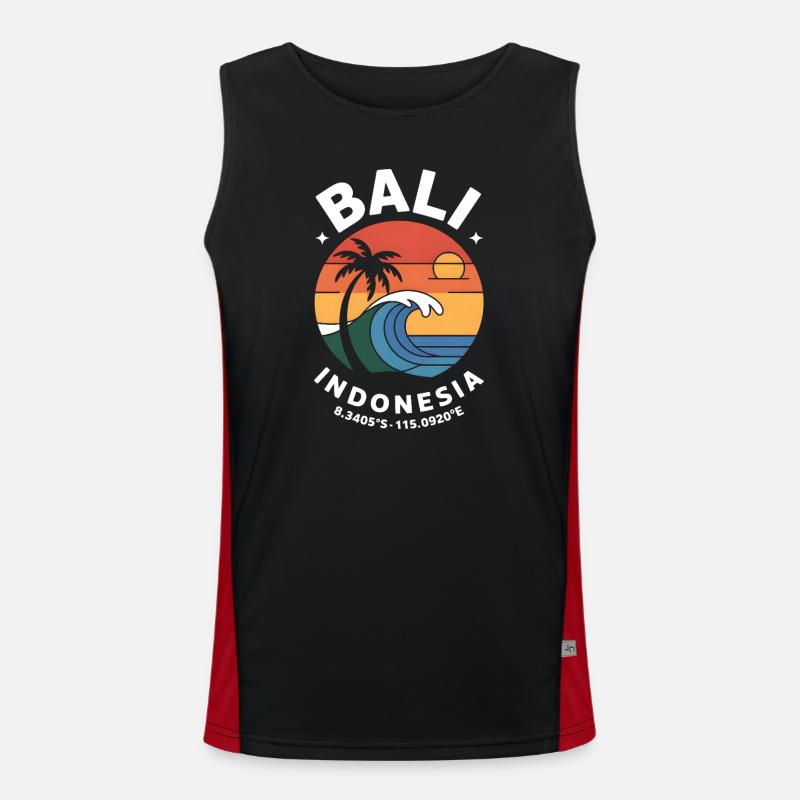Bali Indonesia Coordinate - Men's Functional Contrast Tank Top  - black/red