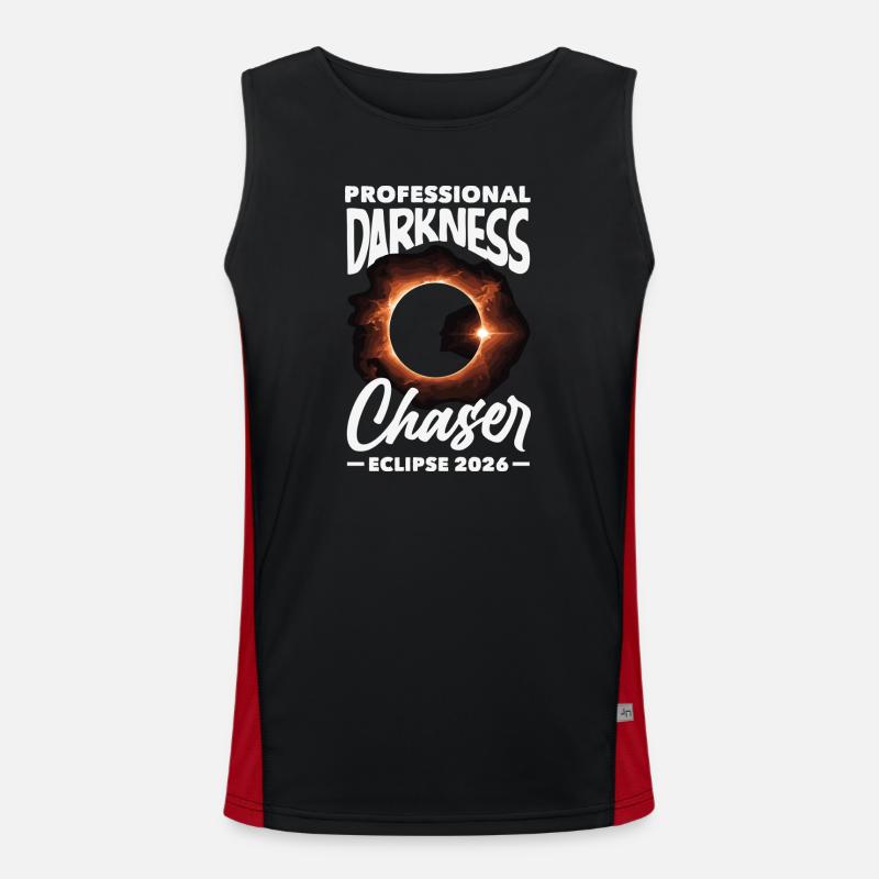 Solar eclipse 2026, August 12 - Men's Functional Contrast Tank Top  - black/red
