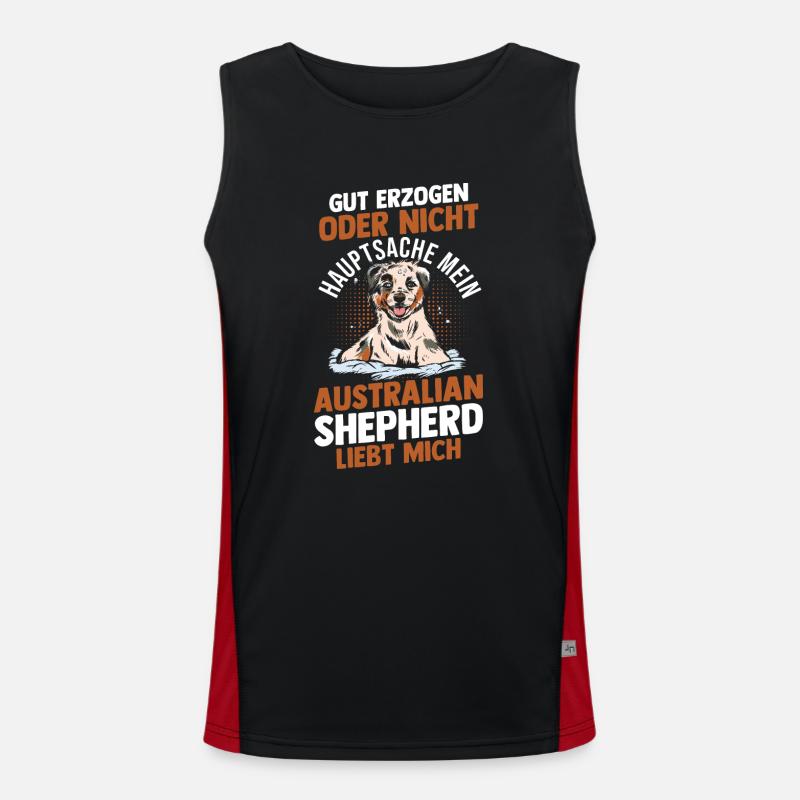 Australian Shepherd Hund Aussie Funktionelles Kontrast-Tank Top für Männer 