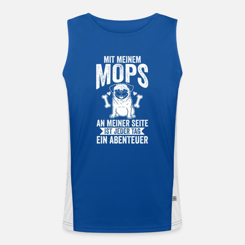 Hund Mops Funktionelles Kontrast-Tank Top für Männer 