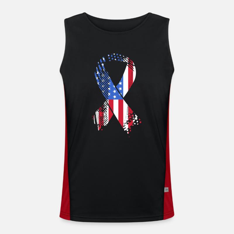 Multiple Sclerosis MS - Men's Functional Contrast Tank Top  - black/red