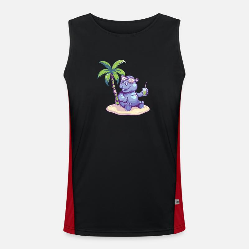 Nilpferd Sommer Strand Comic Funktionelles Kontrast-Tank Top für Männer 