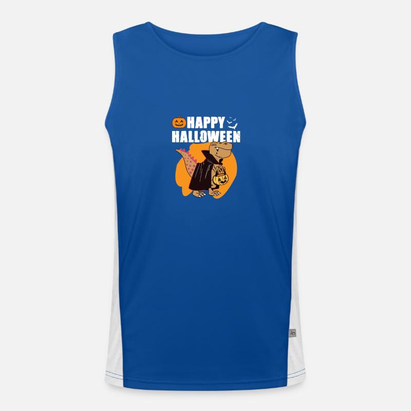 Funny Halloween Vampire Dinosaur T-Rex Design Men's Functional Contrast Tank Top 