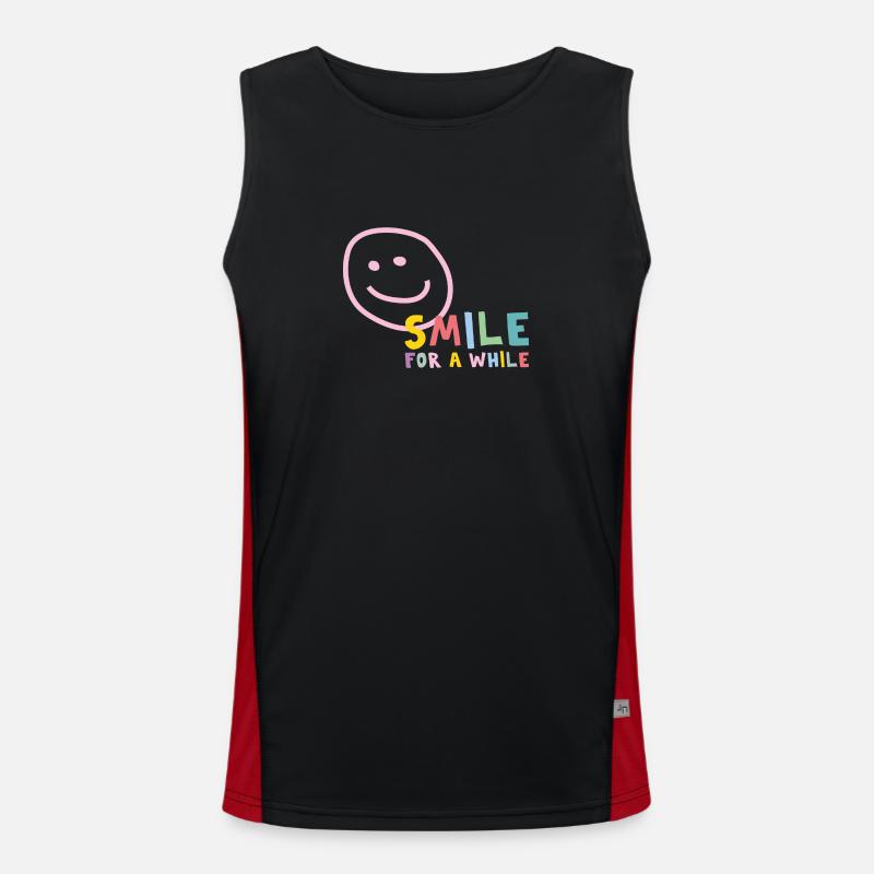 Smile for a while – gute Laune Funktionelles Kontrast-Tank Top für Männer 