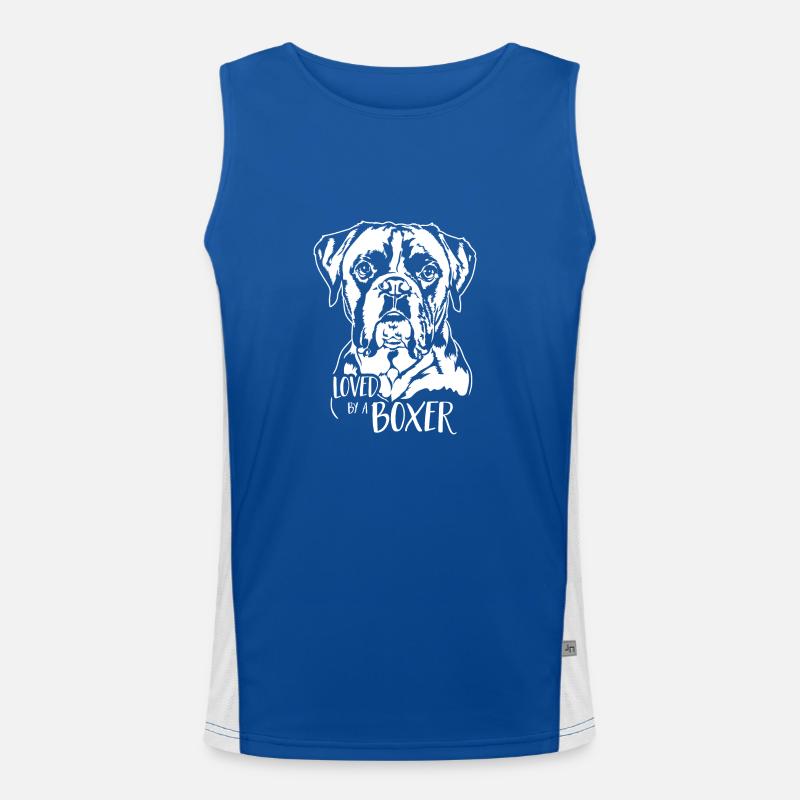 Loved by a Boxer Hunde Hund Wilsigns Funktionelles Kontrast-Tank Top für Männer 