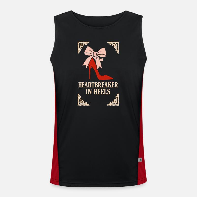 Coquette Aesthetic Bow Pattern Girly Pastel - Men's Functional Contrast Tank Top  - black/red