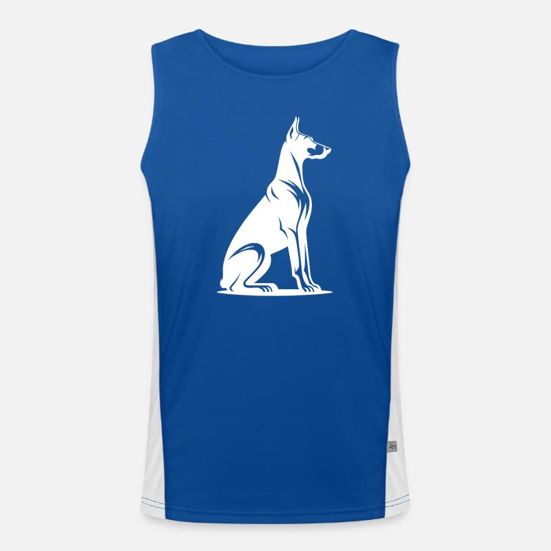 Loyal Doberman Guard Dog Silhouette Men's Functional Contrast Tank Top 