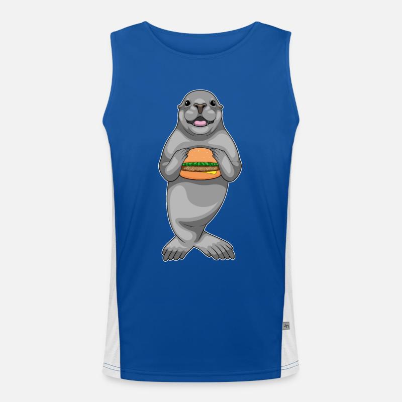 Seehund Hamburger Funktionelles Kontrast-Tank Top für Männer 