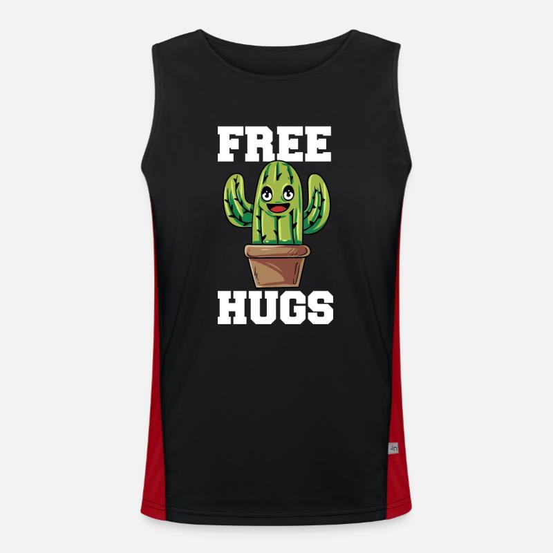 Funny Free Hugs Cactus Sarcastic Design Funktionelles Kontrast-Tank Top für Männer 