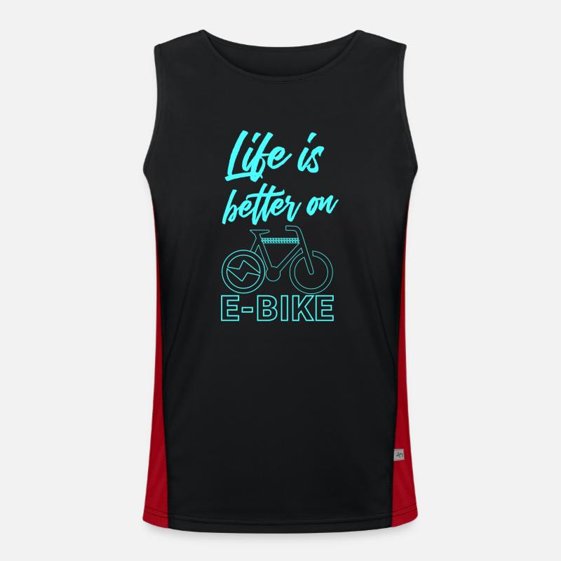 Life is better on E-bike Lustiger Spruch E-Biker Funktionelles Kontrast-Tank Top für Männer 