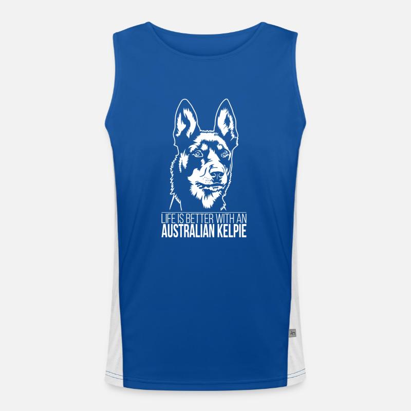 Australian Kelpie life better Wilsigns Hundespruch Funktionelles Kontrast-Tank Top für Männer 