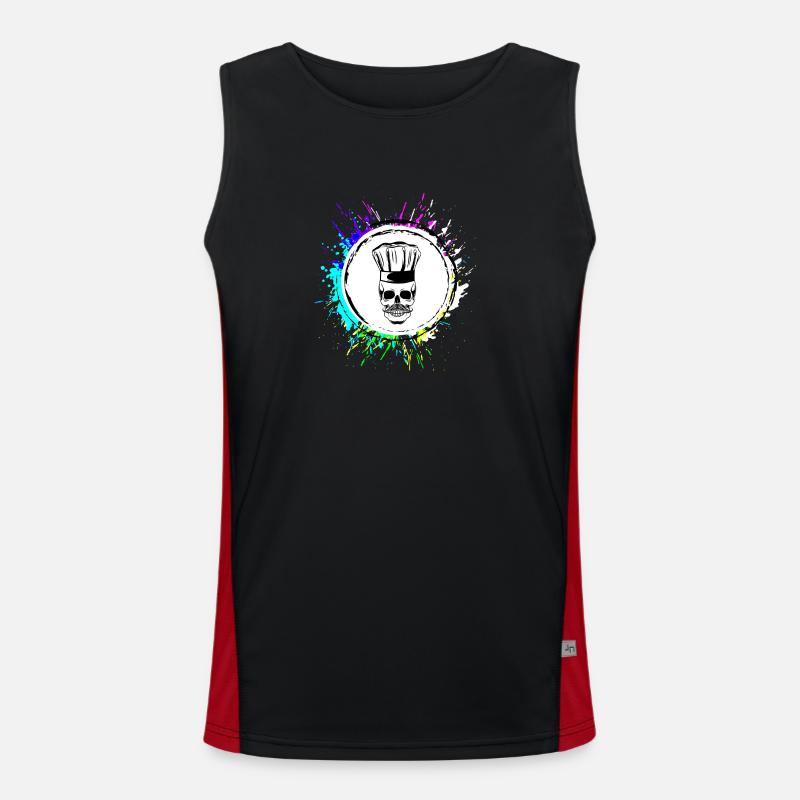Skeleton Chef Skull Chef - Men's Functional Contrast Tank Top - black/red
