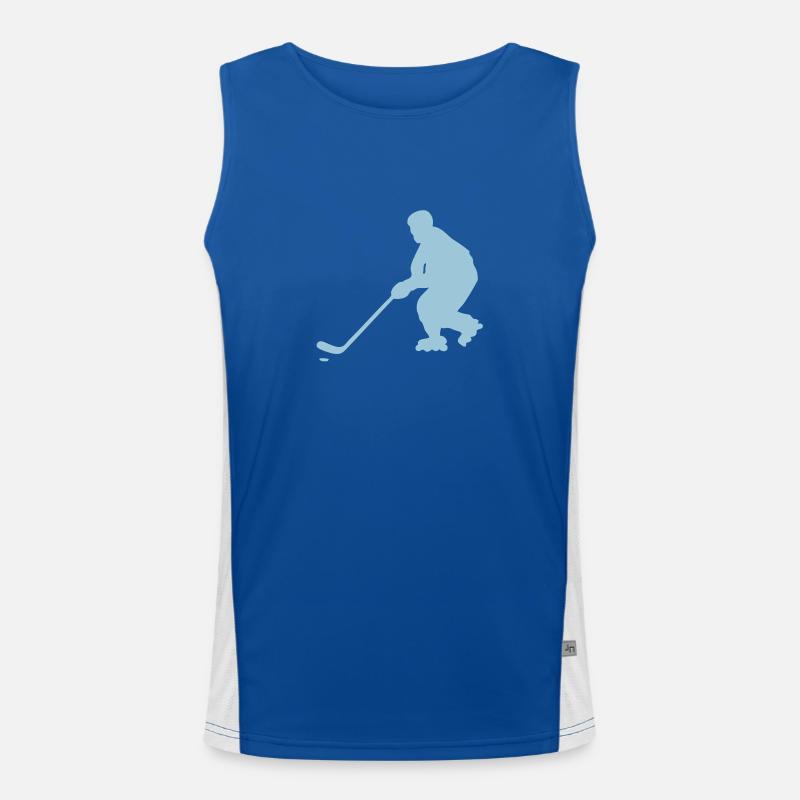 inline skating hockey silhouette2 drawing Men's Functional Contrast Tank Top 