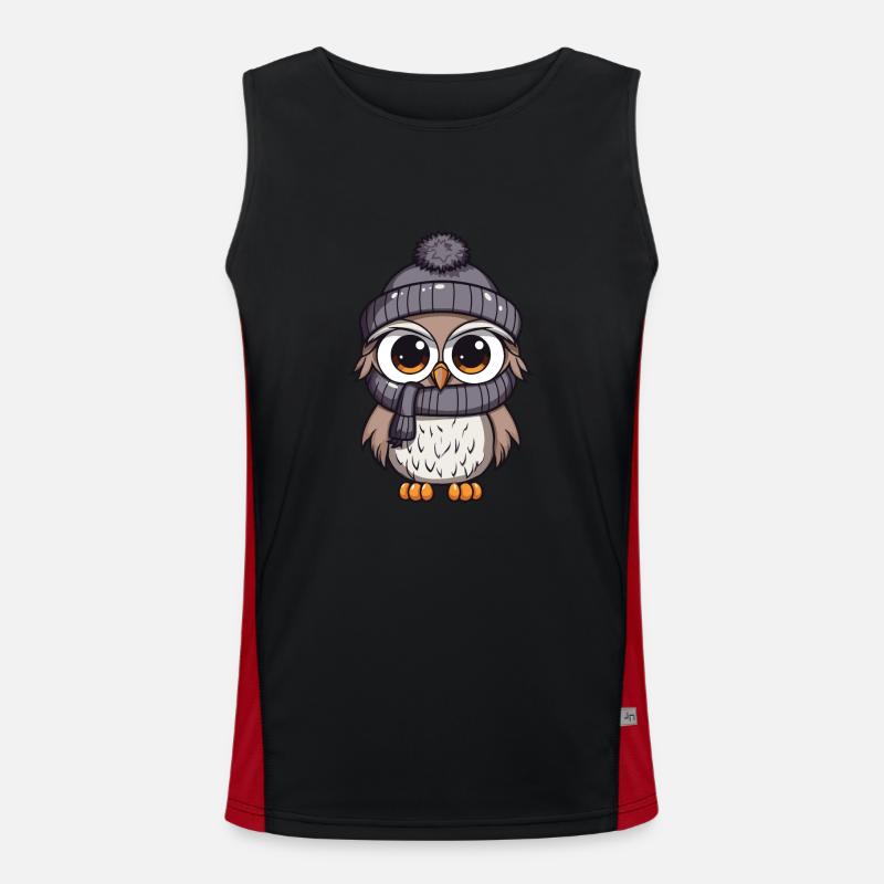 Eule Winter Comic Funktionelles Kontrast-Tank Top für Männer 