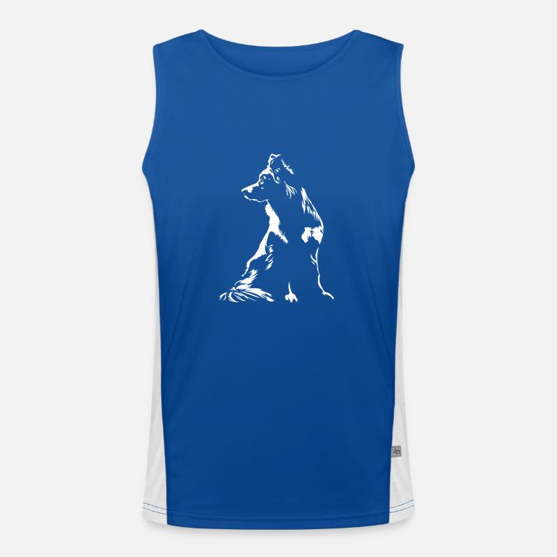 Australian Shepherd Silhouette Aussie Wilsigns Men's Functional Contrast Tank Top 